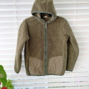 Lands' End Boys‎ Green Sherpa Like Full Zip Jacket Size M 10-12 Winter Coat